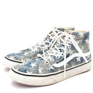 Vans SK8-Hi Tapered Denim Destroy Star Print Sneaker Size Women's 5.5 Men's 4